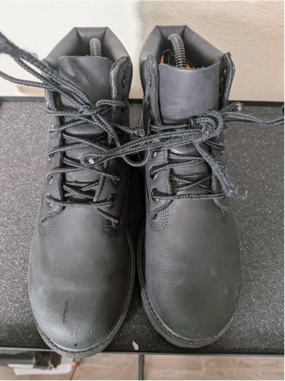 Timberland Ankle Boots Kids Size 2 Black Nubuck Winter Combat Hiking Lug Sole